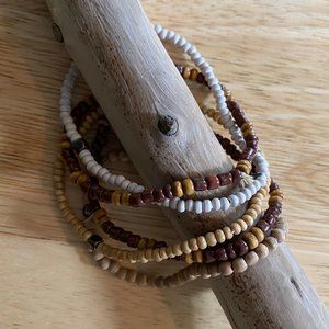 BEADED ELASTIC  BRACELETS SET OF (5)